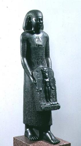 Statue of Padimahes, priest of Bastet, with magical texts for healing, 30th Dynasty or early Ptolema