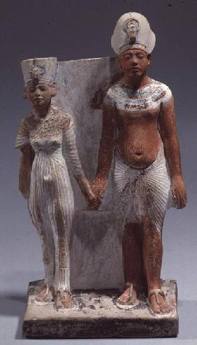 Statuette of Amenophis IV (Akhenaten) and Nefertiti, from Tell el-Amarna, Amarna Period, New Kingdom