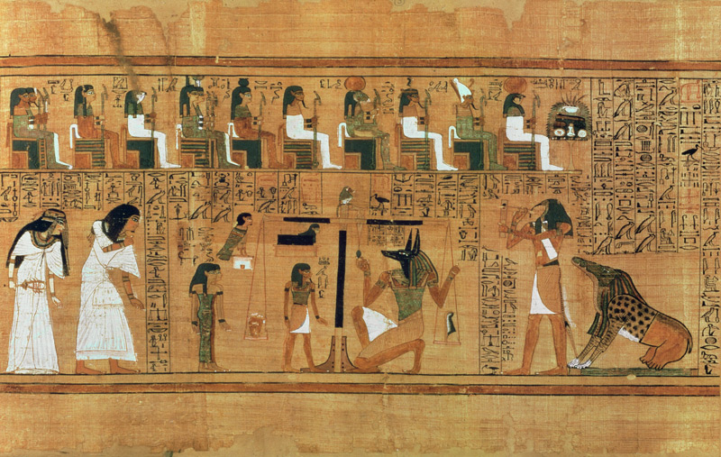 The Weighing of the Heart against the Feather of Truth, from the Book of the Dead of the Scribe Any, from Egyptian 19th Dynasty