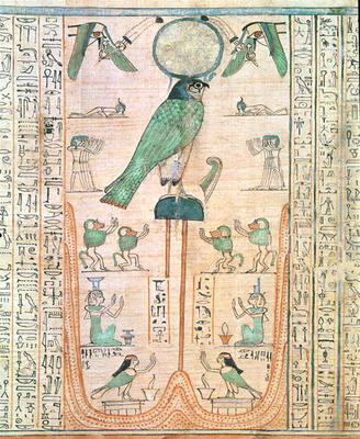 Adoration of the Rising Sun in the Form of the Falcon Re-Horakhty, New Kingdom, c.1150 BC (papyrus) from Egyptian 20th Dynasty