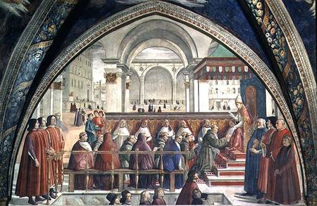 St. Francis receiving the Rule of the Order from Pope Honorius, scene from a cycle of the Life of St from  (eigentl. Domenico Tommaso Bigordi) Ghirlandaio Domenico