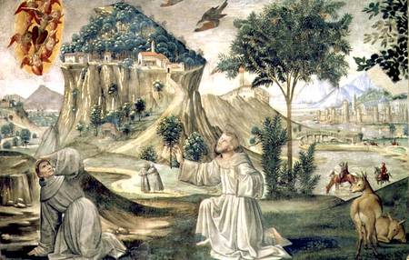 St. Francis receiving the stigmata, scene from a cycle of the Life of St. Francis of Assisi from  (eigentl. Domenico Tommaso Bigordi) Ghirlandaio Domenico