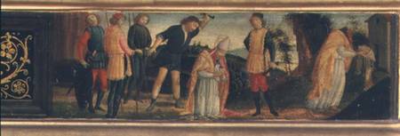 The Martyrdom of St. Denis (Dionysius) of Paris, section of predella panel depicting scenes from the from  (eigentl. Domenico Tommaso Bigordi) Ghirlandaio Domenico