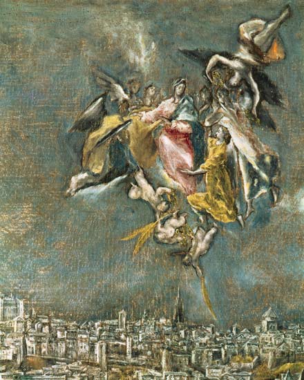 View and Map of the Town of Toledo, detail of angels from El Greco (aka Dominikos Theotokopulos)
