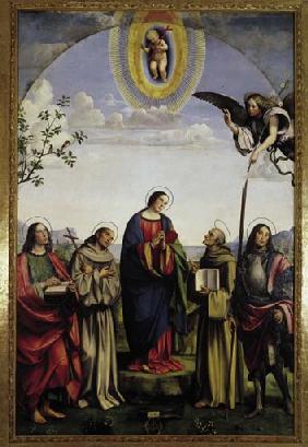 Verkuendigung an Maria mit Heiligen