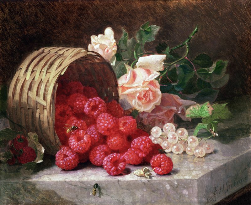 Overturned Basket with Raspberries and White Currants from Eloise Harriet Stannard