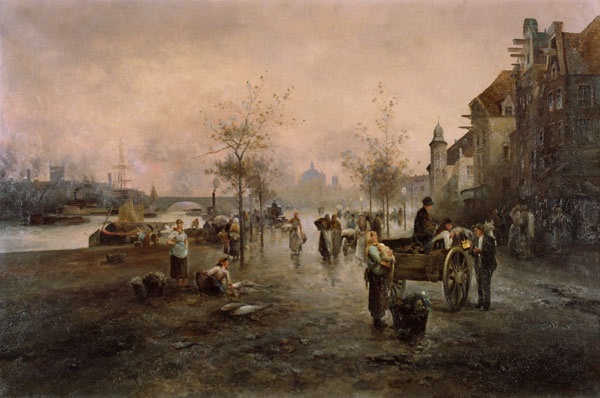 Market scene on the river shore (Vienna) from Emil Barbarini