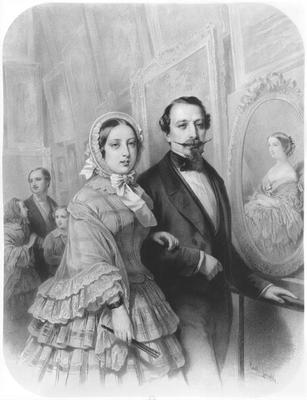 Queen Victoria and Napoleon III Emperor of France, visiting the art gallery of the Universel Exhibit from Emile Lassalle
