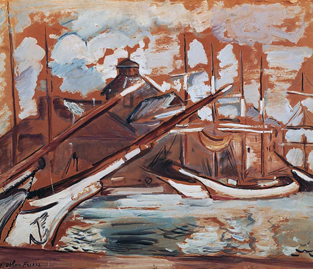 Harbour scene, by Othon Friesz (1879-1949), oil on cardboard, 54x65 cm. France, 20th century. from Emile Othon Friesz