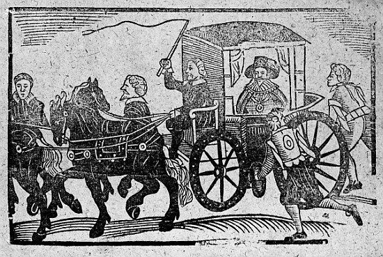 A nobleman in his carriage, an illustration from ''A Book of Roxburghe Ballads'' from English School