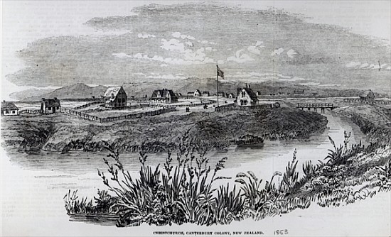 Christchurch, Canterbury Colony, New Zealand, from ''The Illustrated London News'', 9th April 1853 from English School