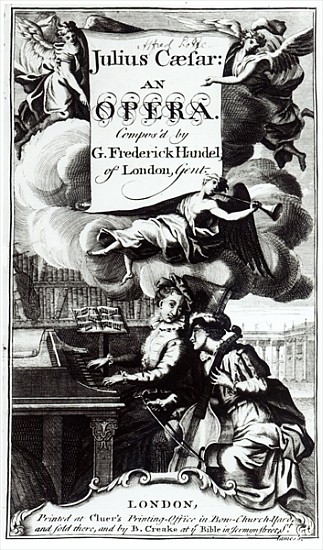 Cover of Sheet Music for Julius Caesar, an Opera Handel, published in 1724 from English School
