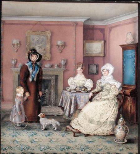 An English William IV Sitting Room in Late Summer from English School