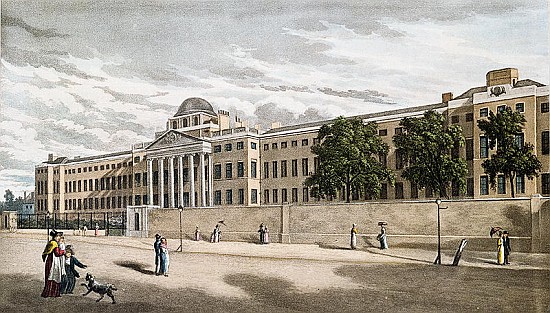New Bethlem Hospital, St. George''s Fields; engraved by Riley from English School