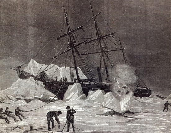 ''Pandora'' nipped in the ice, Melville Bay 24th July, from ''The Illustrated London News'' from English School