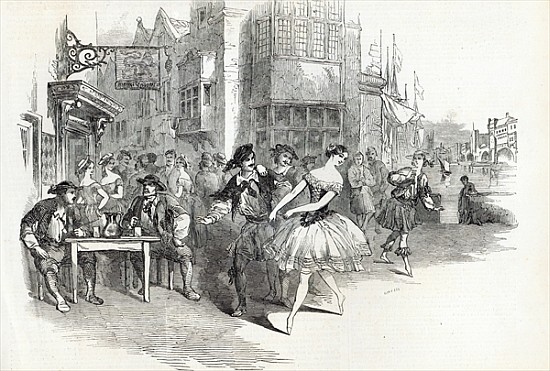 Scene from the new Ballet of ''The Wags of Wapping'', at Drury-Lane Theatre, from The Illustrated Lo from English School