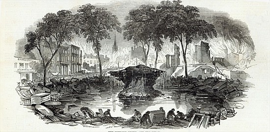 The Bowling-green and Broadway, New York, from The Illustrated London News, 23rd August 1845 from English School