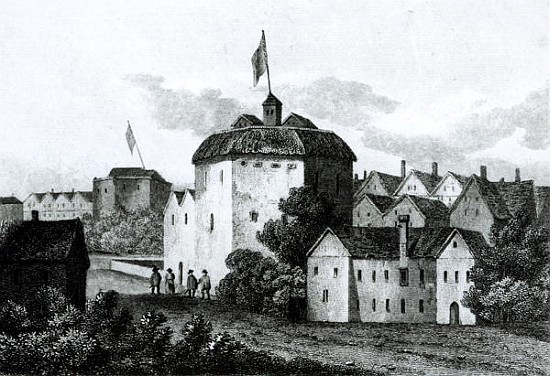 The Globe Theatre on the Bankside as it appeared in the reign of James I (1566-1625) 1672 from English School