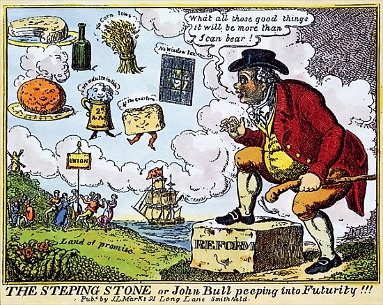 The Stepping Stone, or John Bull peeping into Futurity!!! from English School