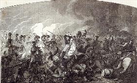 Charge of Lord Somerset''s Heavy Brigade at Waterloo, and total rout of the French Army, illustratio