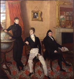 Group Portrait of Three Men in an Elaborate Sitting Room Interior