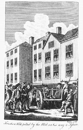 Jonathan Wild pelted the mob on his way to Tyburn, from the ''Newgate Calendar''