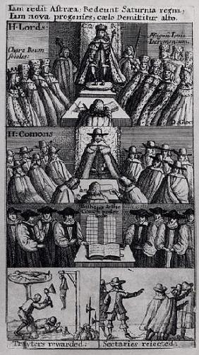 King Charles II (1630-85) with the Houses of Parliament