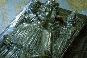 King John''s Tomb with two miniature figures of St. Wulstan and St. Oswald