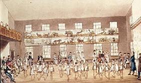 Mr Owen's Institution, New Lanark (Quadrille Dancing), engraved by George Hunt