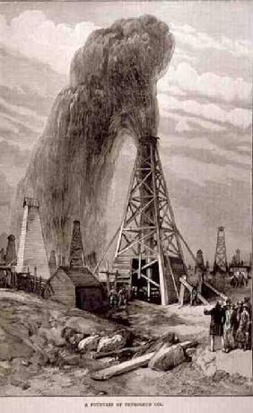 The Petroleum Oil Wells at Baku on the Caspian: A Fountain of Petroleum Oil, from 'The Illustrated L