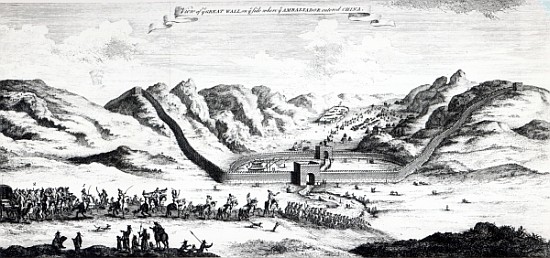 View of the Great Wall on the side where the Ambassador entered China, from ''A Collection of Voyage from English School