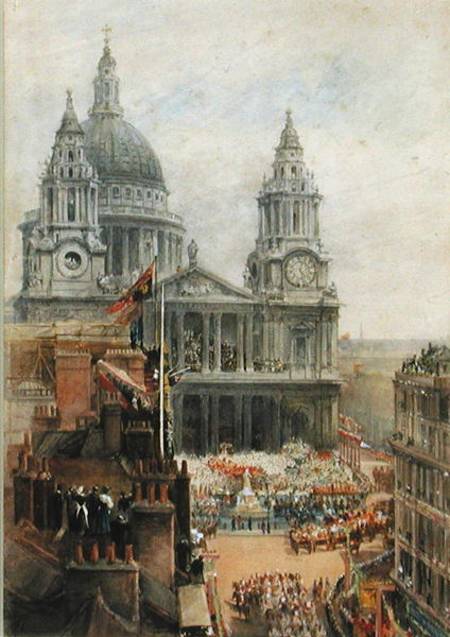 Watching Queen Victoria's Jublilee celebrations outside St. Pauls from English School