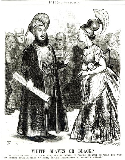White Slaves or Black'', caricature from ''Fun'' magazine June 26th 1875 from English School