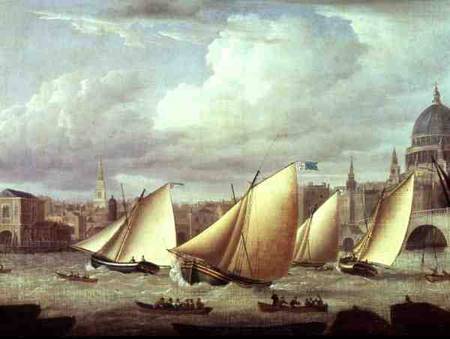 Yachts of the Cumberland Fleet starting at Blackfriars, London from English School