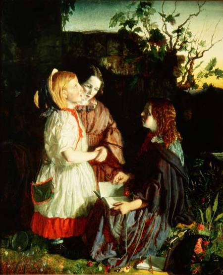 Three Young Girls in a Landscape from English School