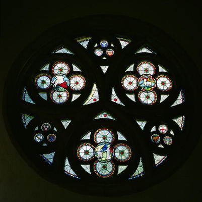Rose Window (stained glass) from English School, (14th century)