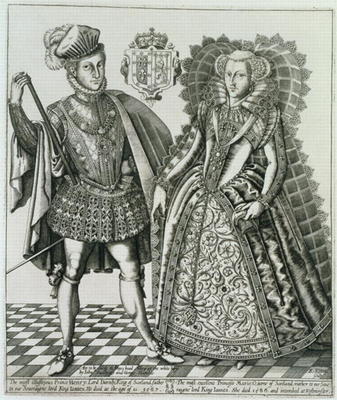 Portrait of Mary, Queen of Scots (1542-87) and Henry Stewart, Lord Darnley (1545-67) from the 'Book from English School, (17th century)