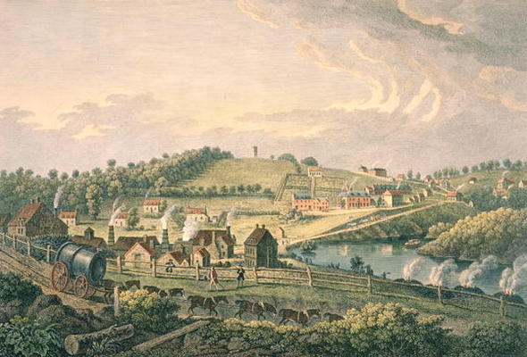 Upper Works at Coalbrookdale, Shropshire engraved by F. Vivares, published in 1758 (coloured engravi from English School, (18th century)