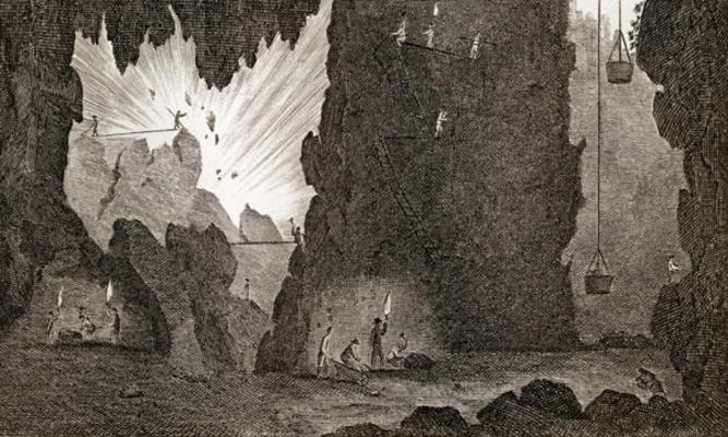 View of an Iron Mine, c.1783 (engraving) from English School, (18th century)