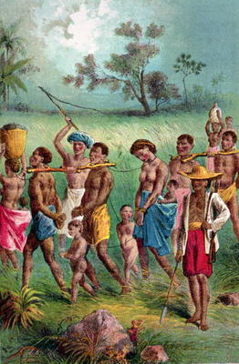 Band of Captives Driven into Slavery, c.1870 (chromolithograph) from English School, (19th century)