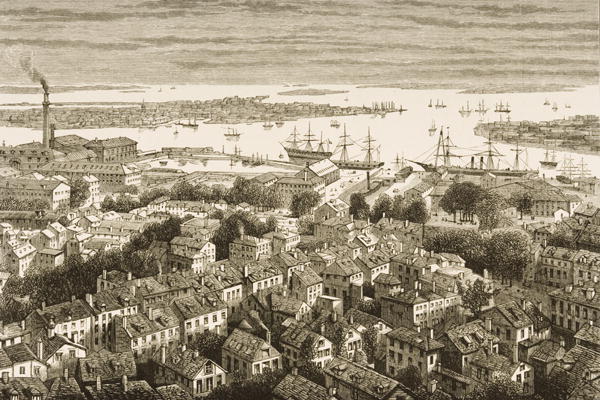 Boston, from Bunker's Hill, in c.1870, from 'American Pictures' published by the Religious Tract Soc from English School, (19th century)