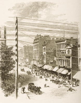 Clark Street, Chicago, in c.1870, from 'American Pictures' published by the Religious Tract Society, from English School, (19th century)