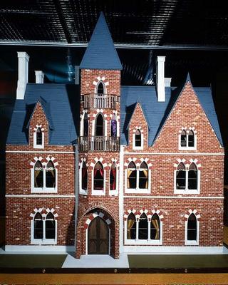 Exterior of Victorian Gothic doll's house, 1875 (mixed media) from English School, (19th century)