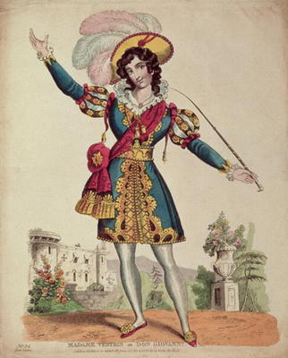 Madame Vestris in the role of Don Giovanni from Mozart's opera 'Don Giovanni' (coloured engraving) from English School, (19th century)