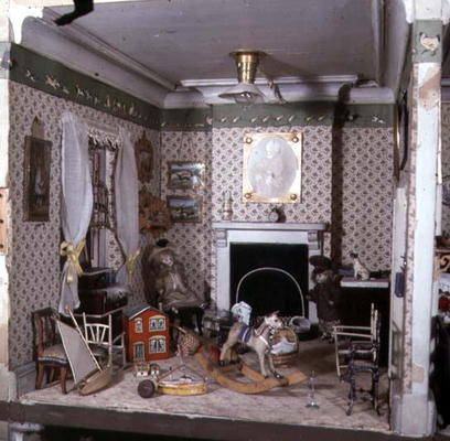 Nursery with toys from 'Miss Miles' House', 1890 (mixed media) from English School, (19th century)