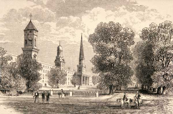 Yale College, New Haven, in c.1870, from 'American Pictures' published by the Religious Tract Societ from English School, (19th century)