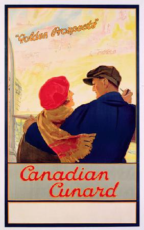 Poster advertising 'Cunard' routes to Canada