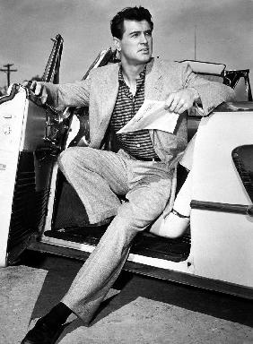 Rock Hudson in a convertible