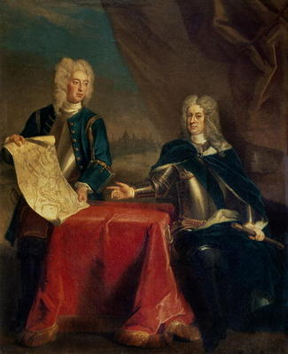 Duke of Marlborough discussing plans for the Siege of Bouchain with his Chief Engineer, Colonel Arms from Enoch Seeman