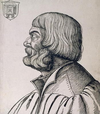 Profile portrait of Albrecht Durer (1471-1528), 1527 (woodcut) from Erhard Schon